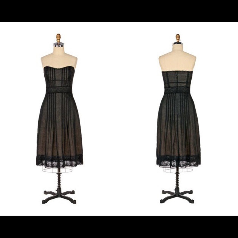 Anthropologie Fine Lines Strapless Black Dress